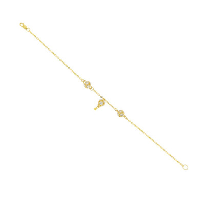 22ct Gold CZ Ball Charm Bracelet