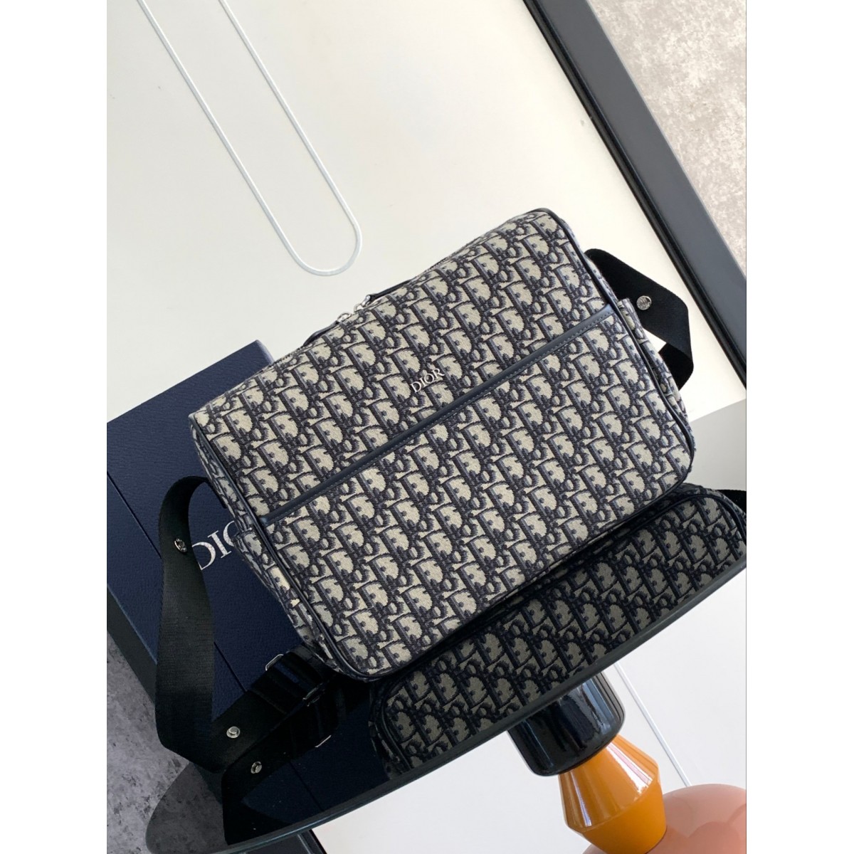 Dior Changing Bag in Blue Dior Oblique Canvas High Quality Replica